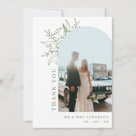 Tarjeta De Agradecimiento Boda Minimalista con Arco Floral de Salvia Foto