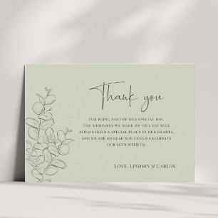 Tarjeta De Agradecimiento Boda minimalista con hojas dibujadas a mano en ver