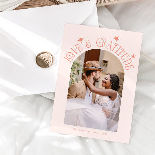 Tarjeta De Agradecimiento Boda minimalista de amor y gratitud Foto melocotón