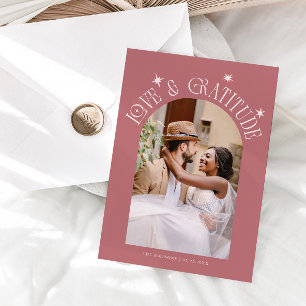 Tarjeta De Agradecimiento Boda minimalista de amor y gratitud Foto rosa