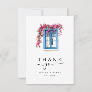Tarjeta De Agradecimiento Boda minimalista de destino con bugainvilla