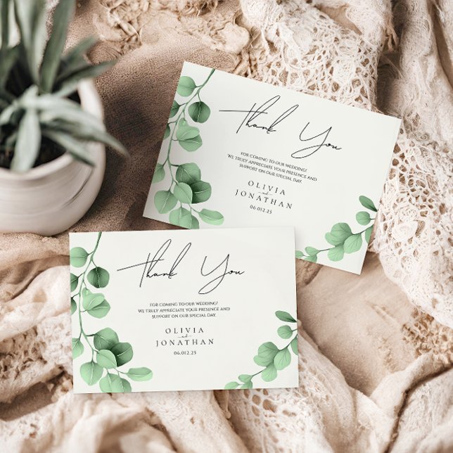 Tarjeta De Agradecimiento Boda Minimalista de Eucalyptus Greenery (Subido por el creador)