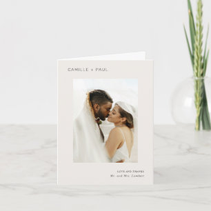 Tarjeta De Agradecimiento Boda Minimalista de Foto Neutral Estilosa