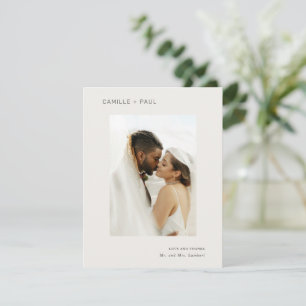 Tarjeta De Agradecimiento Boda Minimalista de Foto Neutral Estilosa