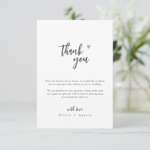 Tarjeta De Agradecimiento Boda Minimalista de guión de Moda moderna