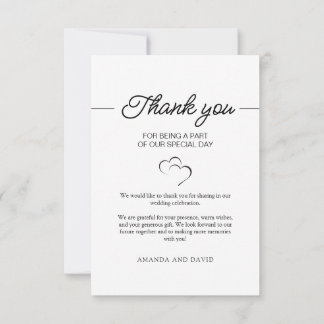 Tarjeta De Agradecimiento Boda Minimalista de guión simple