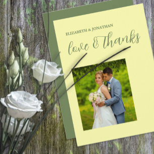Tarjeta De Agradecimiento Boda Minimalista de mantequilla amarilla y sabia