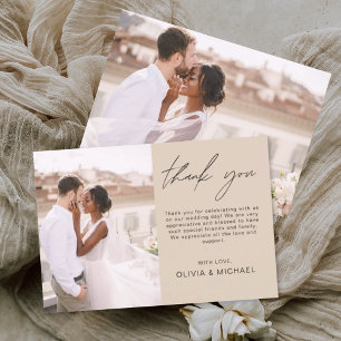 Tarjeta De Agradecimiento Boda Minimalista de Terracota Gracias Foto