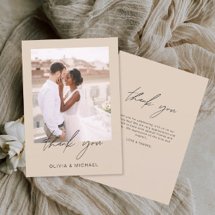 Tarjeta De Agradecimiento Boda Minimalista de Terracota Gracias Foto