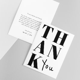 Tarjeta De Agradecimiento Boda minimalista elegante en blanco y negro