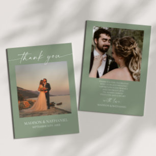 Tarjeta De Agradecimiento Boda Minimalista Elegante Imagen Verde Salvia 