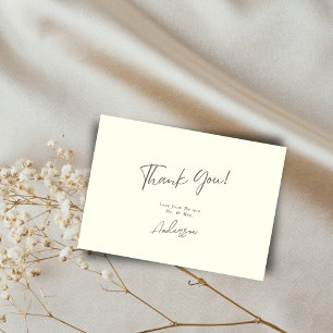 Tarjeta De Agradecimiento Boda Minimalista Elegante Marfil Letra a Mano