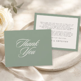Tarjeta De Agradecimiento Boda Minimalista Elegante Verde Salvia