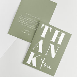 Tarjeta De Agradecimiento Boda Minimalista Elegante Verde Salvia Blanco