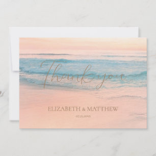 Tarjeta De Agradecimiento Boda minimalista en la playa al atardecer en el oc