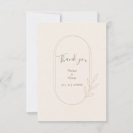 Tarjeta De Agradecimiento Boda minimalista escandinava botánica dorada