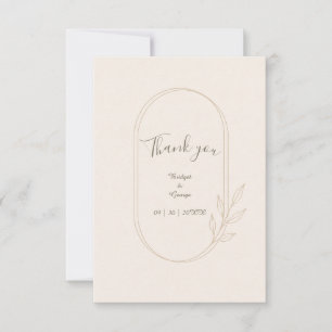 Tarjeta De Agradecimiento Boda minimalista escandinava botánica dorada
