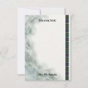 Tarjeta De Agradecimiento Boda minimalista escocesa con tartán Highland Mist