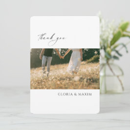 Tarjeta De Agradecimiento Boda Minimalista Formal Elegante Foto Moderna
