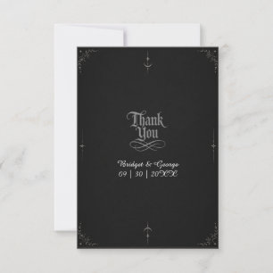 Tarjeta De Agradecimiento boda minimalista gótica negra luna estrella
