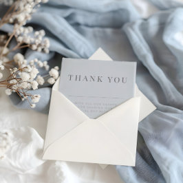 Tarjeta De Agradecimiento Boda Minimalista Gracias Azul Terroso