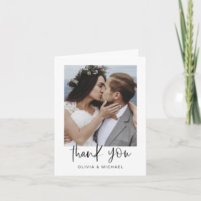 Tarjeta De Agradecimiento Boda minimalista Gracias Foto Simple (Anverso)
