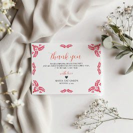 Tarjeta De Agradecimiento Boda Minimalista Mexicana Talavera Naranja Floral