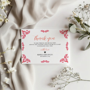 Tarjeta De Agradecimiento Boda Minimalista Mexicana Talavera Naranja Floral