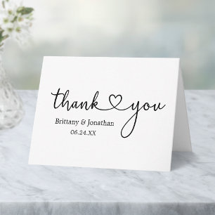 Tarjeta De Agradecimiento Boda Minimalista Moderna Caligrafía Corazón