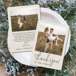 Tarjeta De Agradecimiento Boda Minimalista Moderna Estilosa Escritura Foto