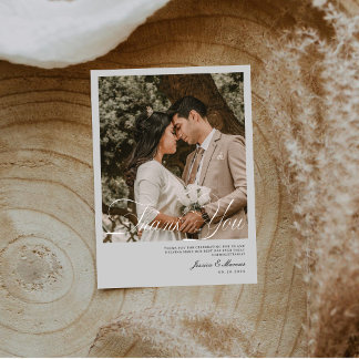 Tarjeta De Agradecimiento Boda Minimalista Moderna Foto Limpia