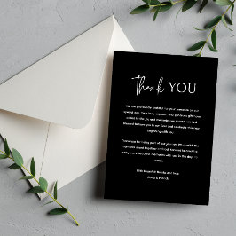 Tarjeta De Agradecimiento Boda Minimalista Moderna Simple en Blanco y Negro
