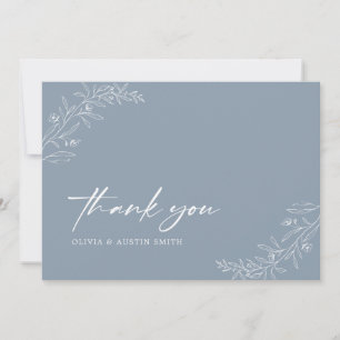Tarjeta De Agradecimiento Boda Minimalista moderno Boho Dusty Blue