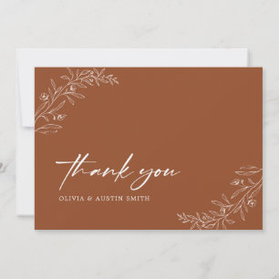 Tarjeta De Agradecimiento Boda Minimalista moderno Boho Terracotta