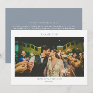 Tarjeta De Agradecimiento Boda minimalista moderno de fotografía azul turbul
