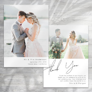 Tarjeta De Agradecimiento Boda Minimalista moderno de fotografías