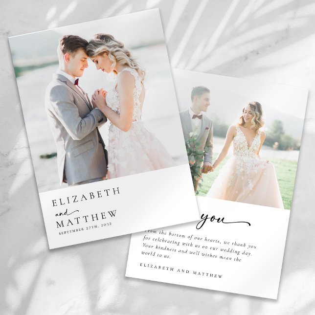 Tarjeta De Agradecimiento Boda Minimalista moderno de fotografías (Subido por el creador)