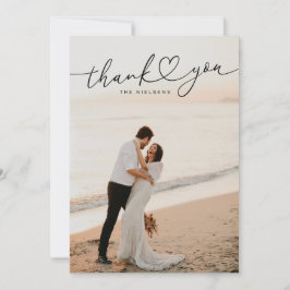 Tarjeta De Agradecimiento Boda Minimalista moderno de guiones cardíacos