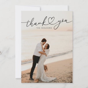 Tarjeta De Agradecimiento Boda Minimalista moderno de guiones cardíacos