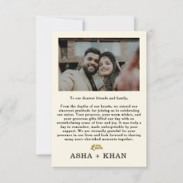 Tarjeta De Agradecimiento Boda Minimalista moderno foto única