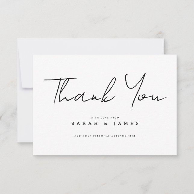 Tarjeta De Agradecimiento Boda Minimalista moderno Gracias (Anverso)