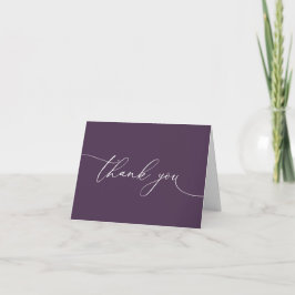 Tarjeta De Agradecimiento Boda Minimalista moderno Purple Plum