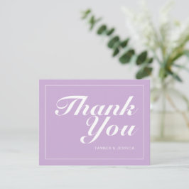Tarjeta De Agradecimiento Boda Minimalista moderno suave morado y blanco