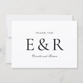 Tarjeta De Agradecimiento Boda Minimalista Monograma Moderno y Audaz