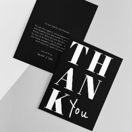 Tarjeta De Agradecimiento Boda Minimalista Negra y Blanca Sencilla y Audaz