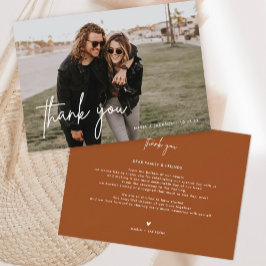 Tarjeta De Agradecimiento Boda Minimalista oxidado foto gracias a las tarjet