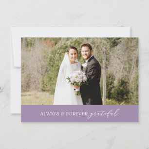 Tarjeta De Agradecimiento Boda minimalista siempre y para siempre morado