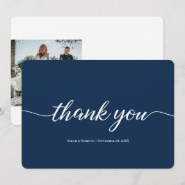 Tarjeta De Agradecimiento Boda Minimalista simple de Navy Blue Gracias