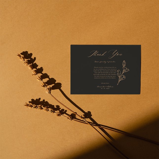 Tarjeta De Agradecimiento Boda Minimalista simple negro real (Subido por el creador)