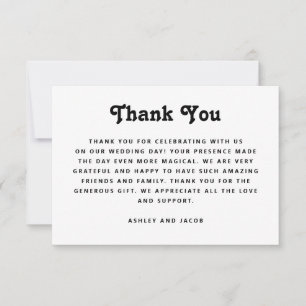 Tarjeta De Agradecimiento Boda Minimalista Tipografía Moderna Elegante